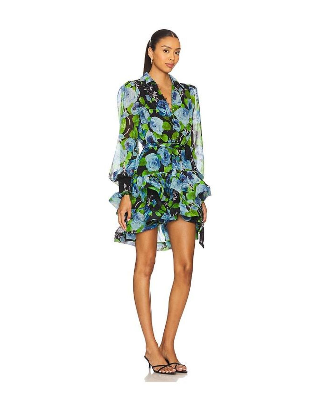 Elliatt Briony Long Sleeves Mini Dress in Green | Lyst