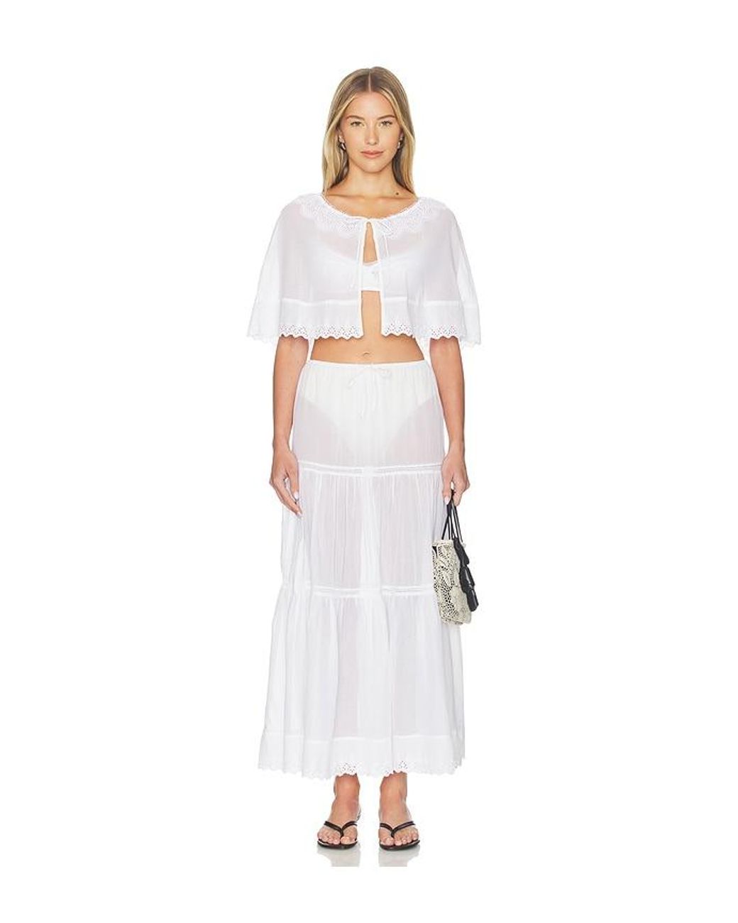 Tularosa White Topaz Midi Skirt