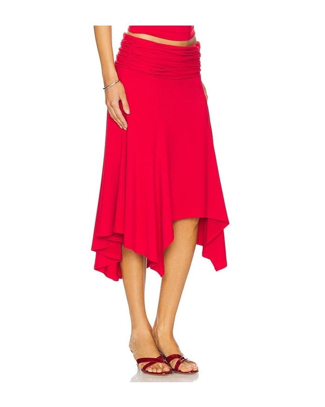 GUIZIO Red Soffiano Skirt