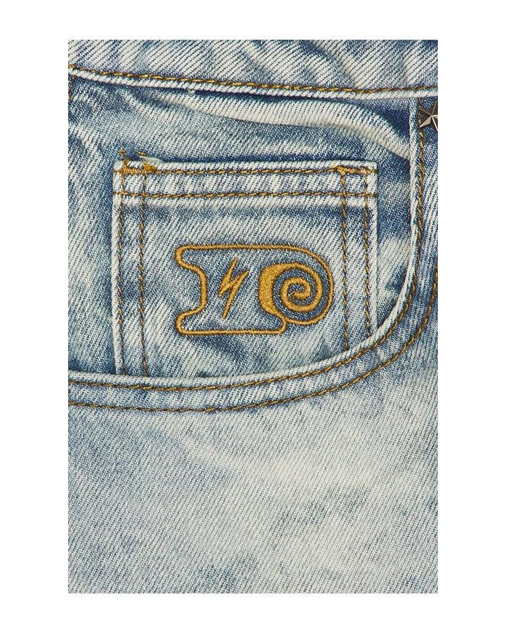 DIET STARTS MONDAY Blue Double Knee Bolt Denim Jeans for men