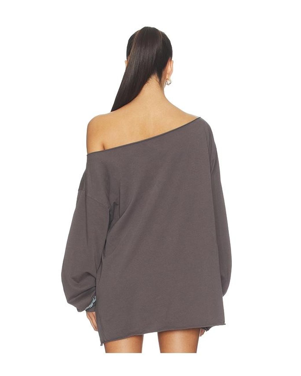 The Mayfair Group Gray Orebella By Bella Hadid X Mayfair Hadid Divine Timing 222 Off-Shoulder Longsleeve Top