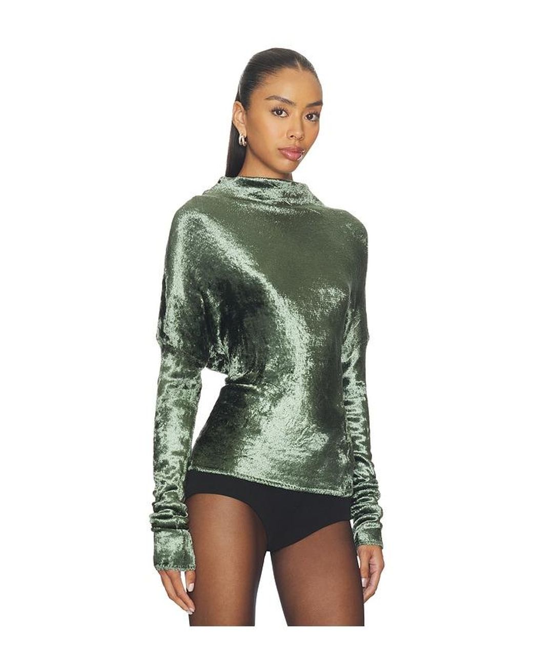 LAPOINTE Green Velvet Dolman Top