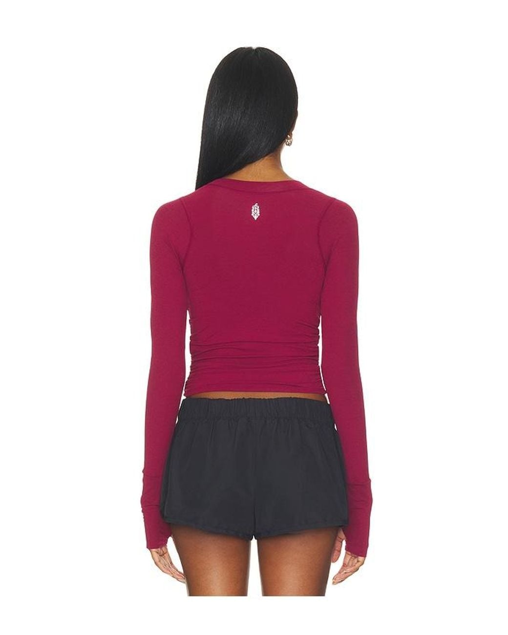 Free People Red X Fp Movement Tempo Ruched Longsleeve Top
