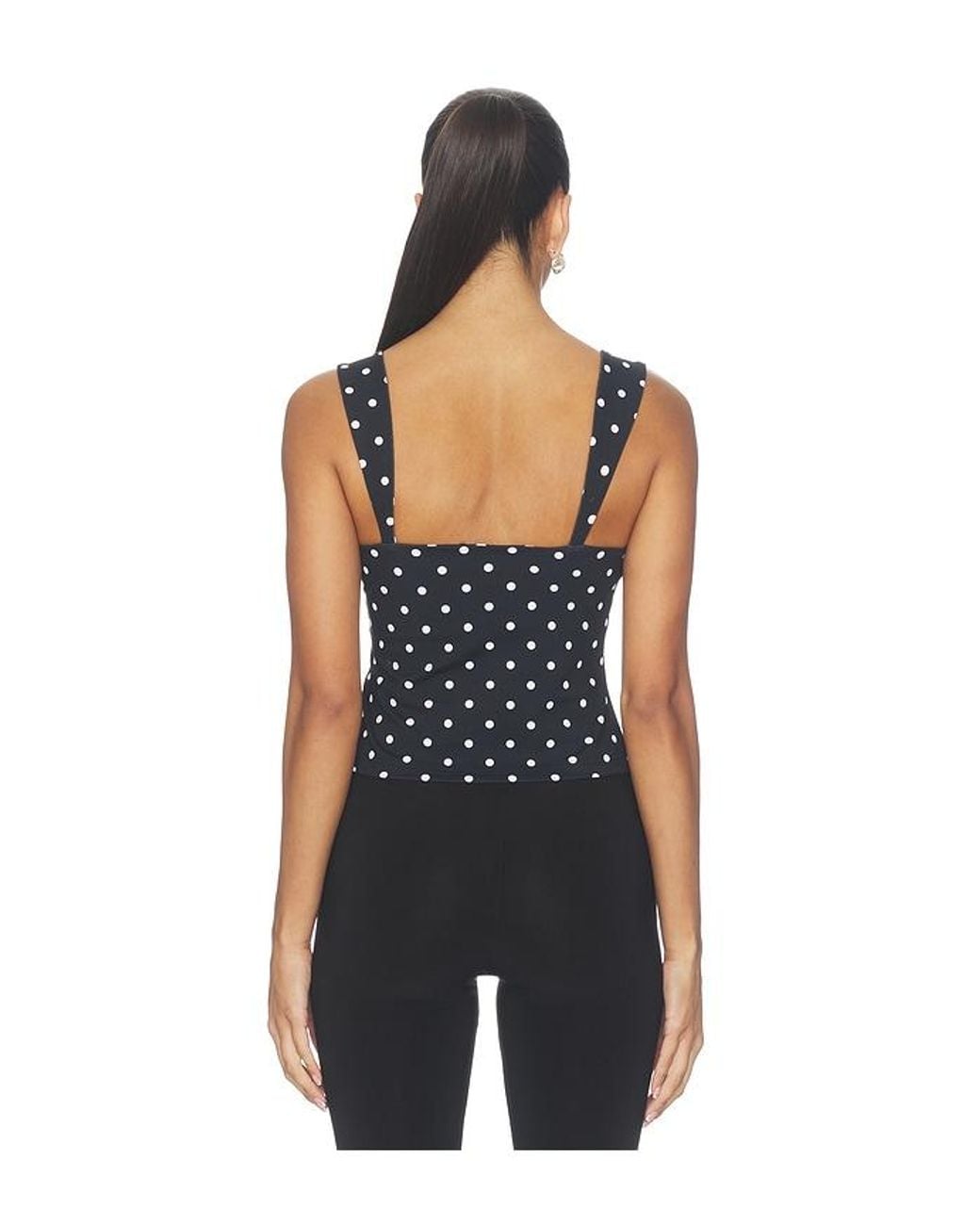 Susana Monaco Blue Polka Dot Angle Strap Top