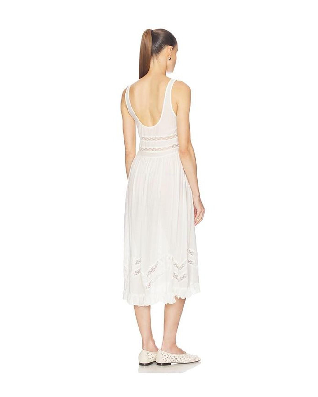 Free People White X Intimately Voile And Lace Midi Dress