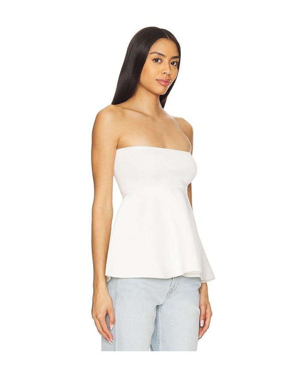 Line & Dot White Isadore Knit Sweater Peplum Top