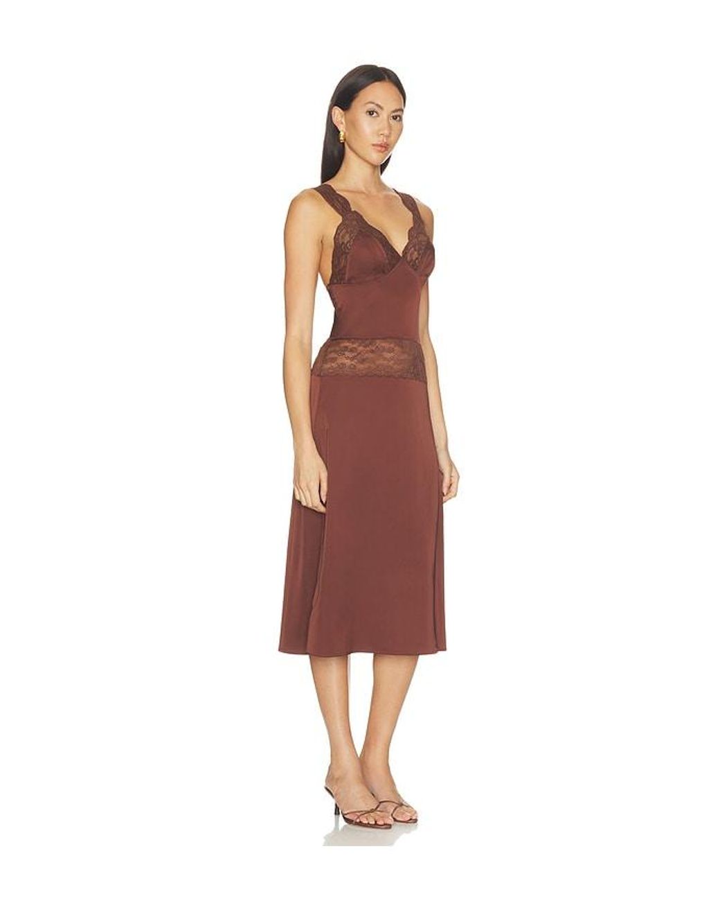 MORE TO COME Red Georgianna Lace Midi Dress