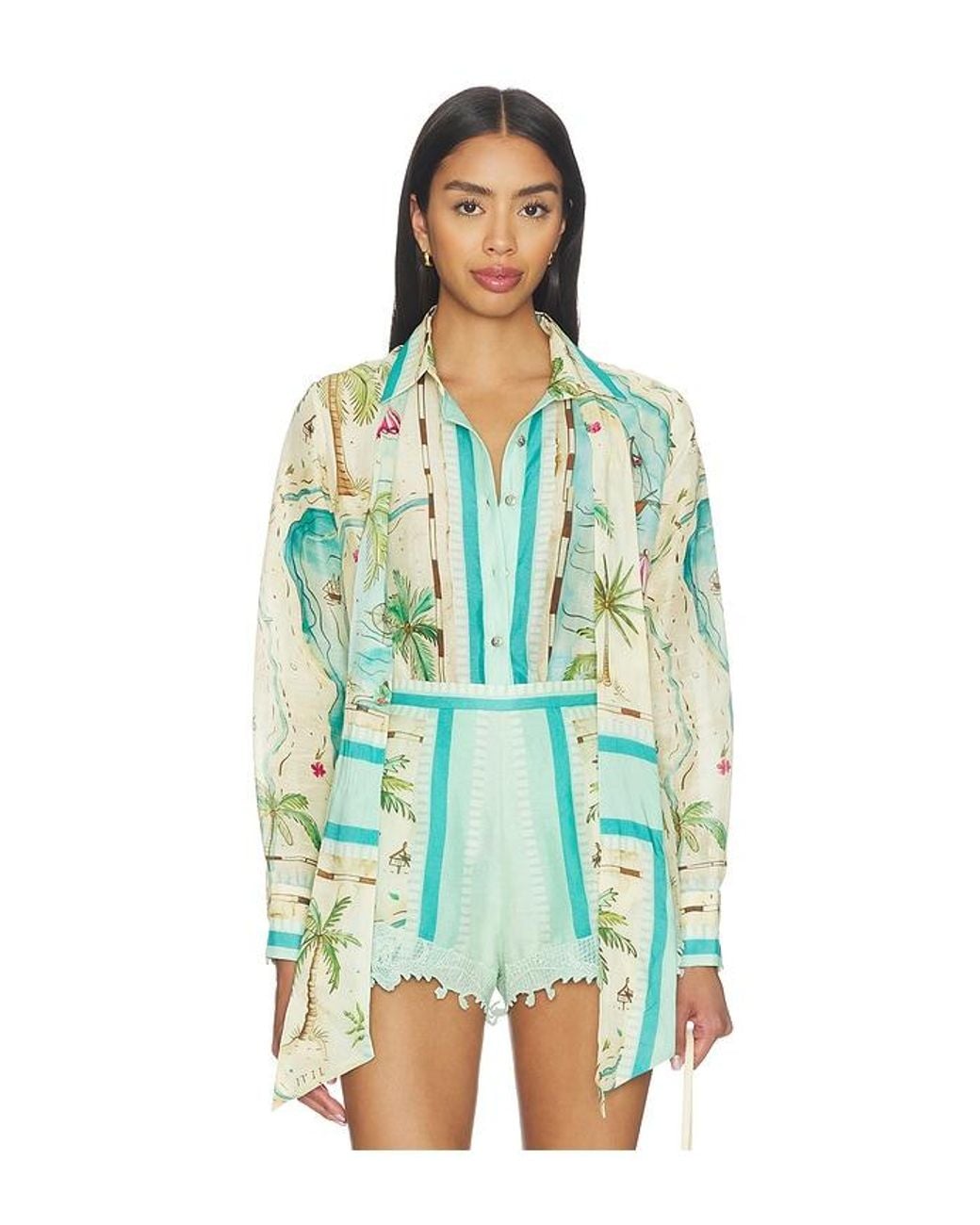 Blusa Peacock Short And Blouse En Color Mint, Talla (También En M, S, Xs) FALGUNI SHANE PEACOCK de color Blue