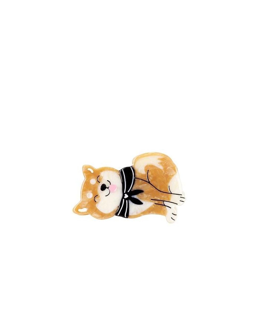 Solar Eclipse White Hand-Painted Shiba Inu Claw Hair Clip