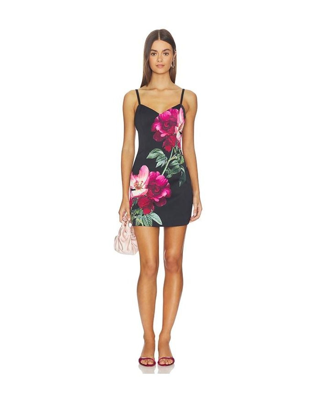 Alice + Olivia Red Nina Sweetheart Spaghetti Strap Mini Dress