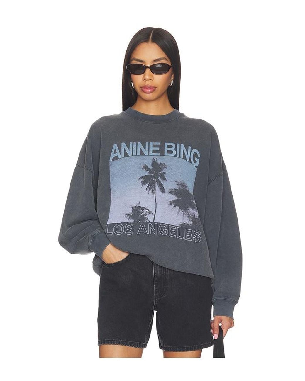 Anine Bing Blue Miles Palms Sweatshirt