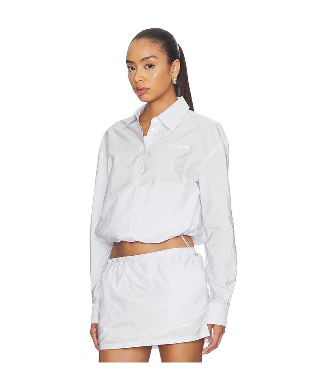 Alexander Wang White Cropped Shirt With Bungee Hem