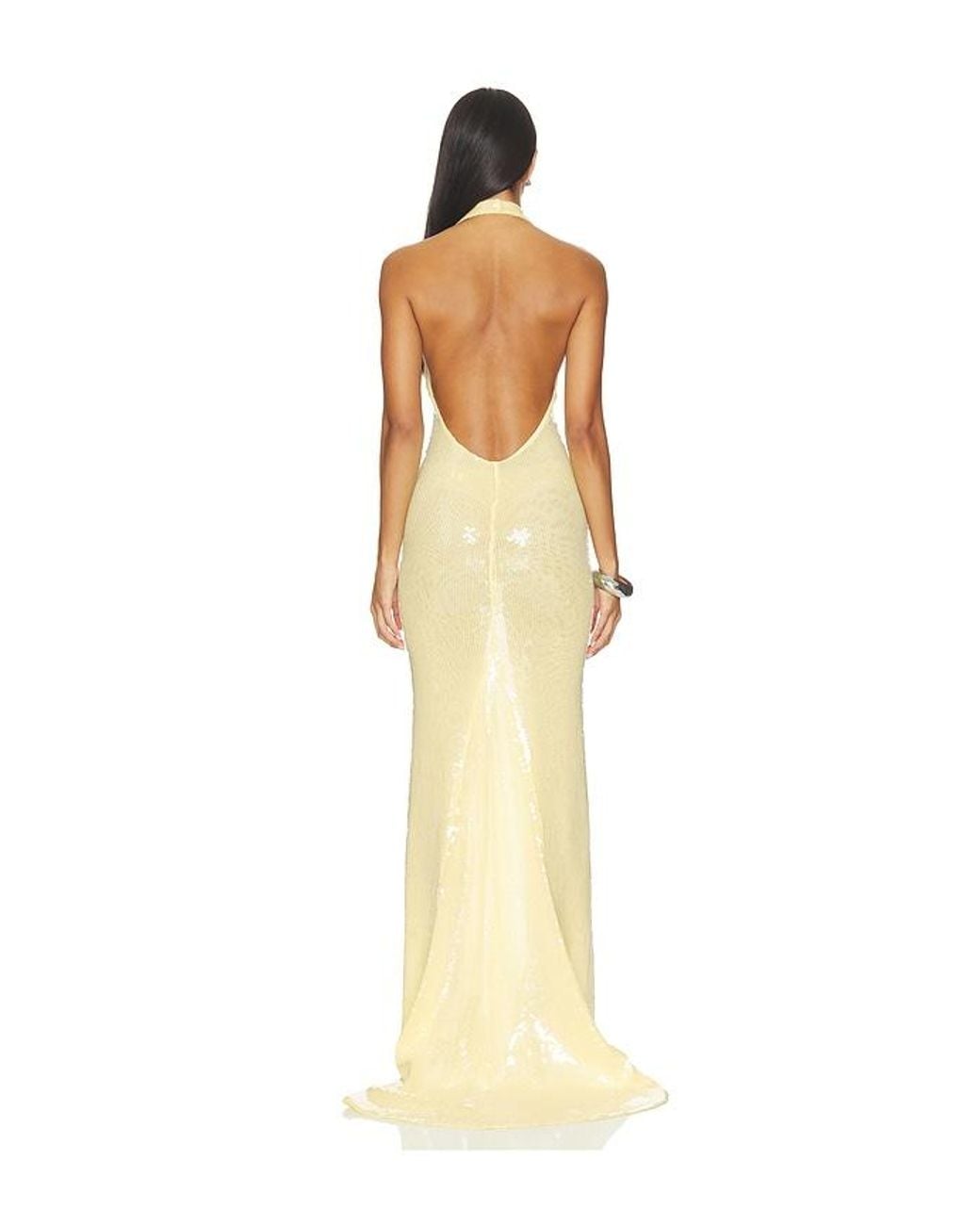 Sketch-Y Metallic Media Gown With Train