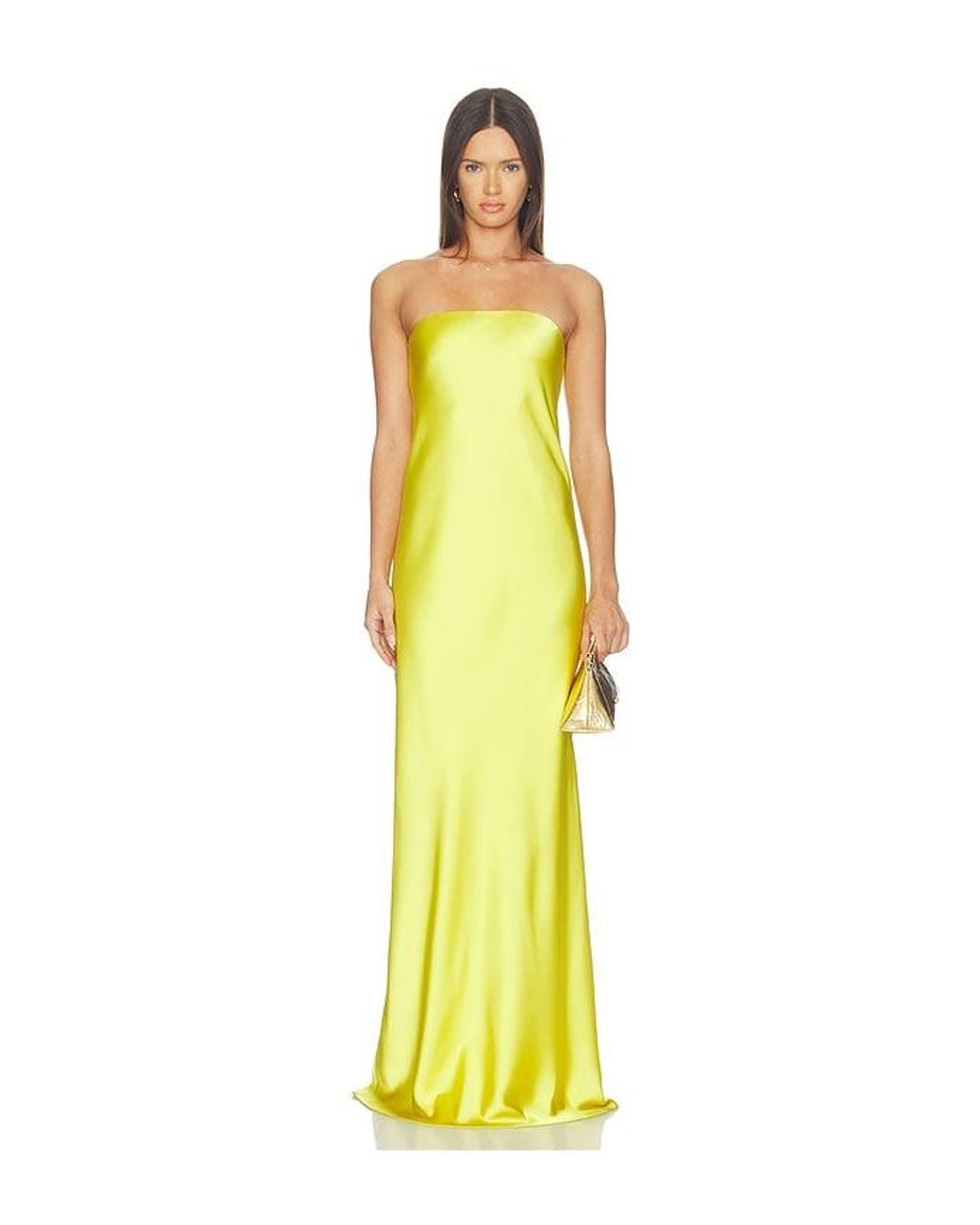 Norma Kamali Yellow Bias Strapless Gown