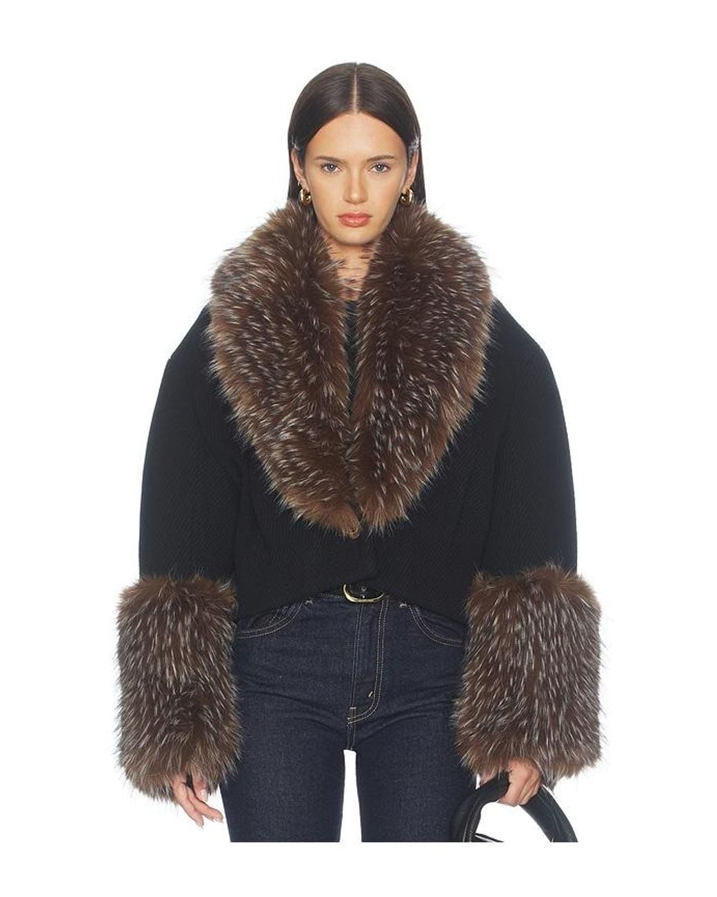 Zimmermann Black Valiant Faux Fur Collar Jacket
