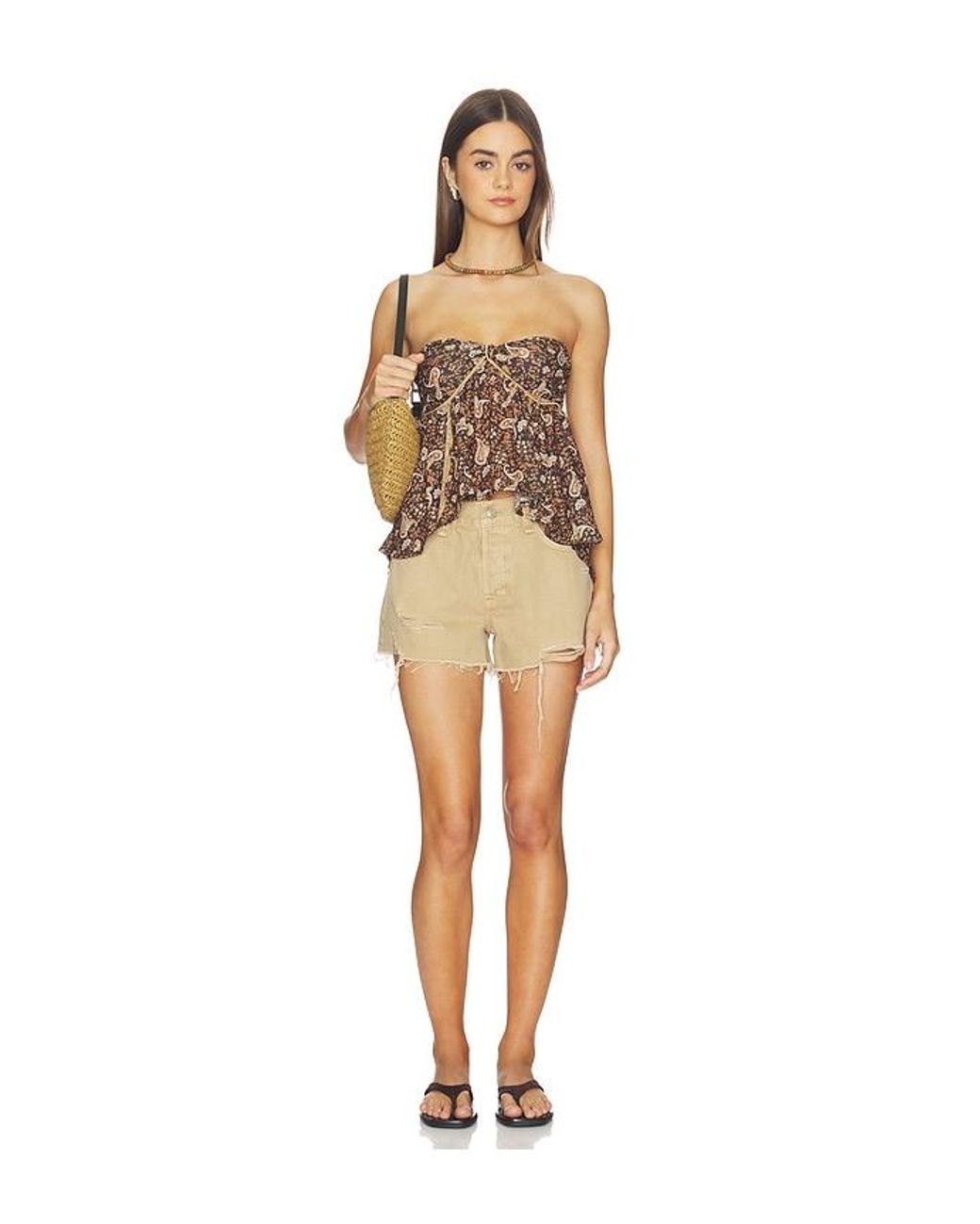 Free People Natural X We The Free Now Or Never Denim Short