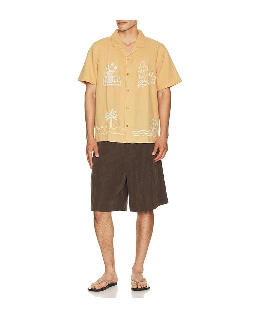 Marine Layer Orange Sol Embroidered Resort Shirt for men