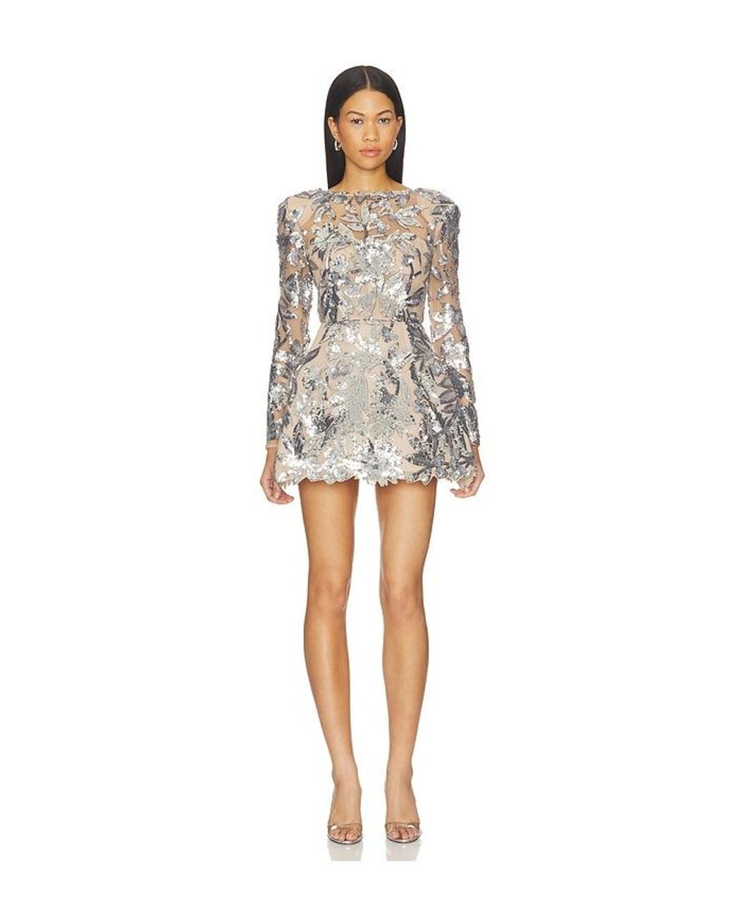 Bronx and Banco Natural Long Sleeve Sequin Mini Dress