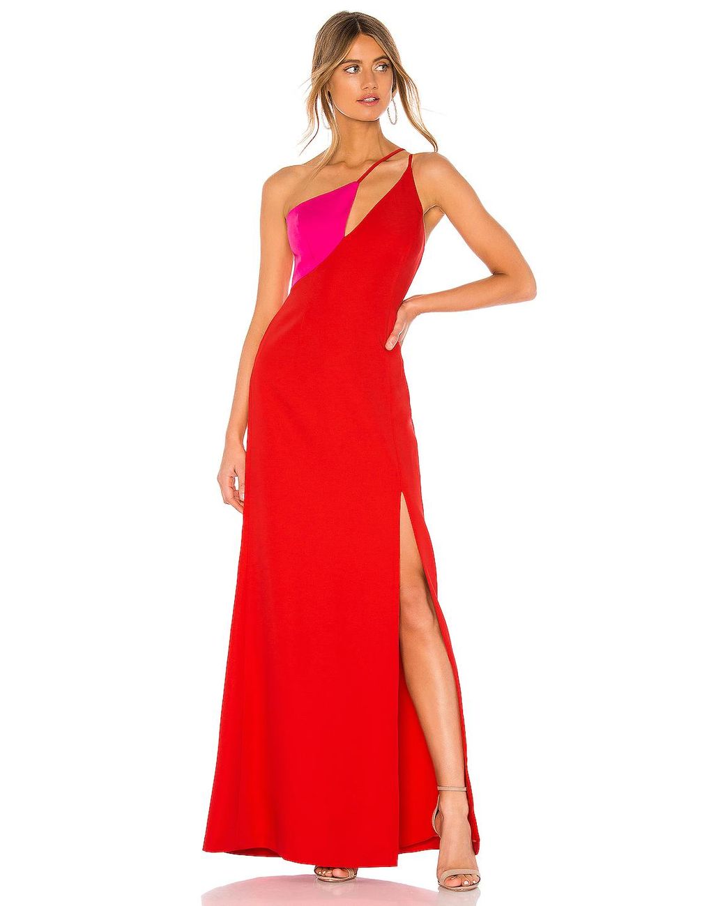 BCBGMAXAZRIA Cut Out Colorblock Gown in Red Lyst UK