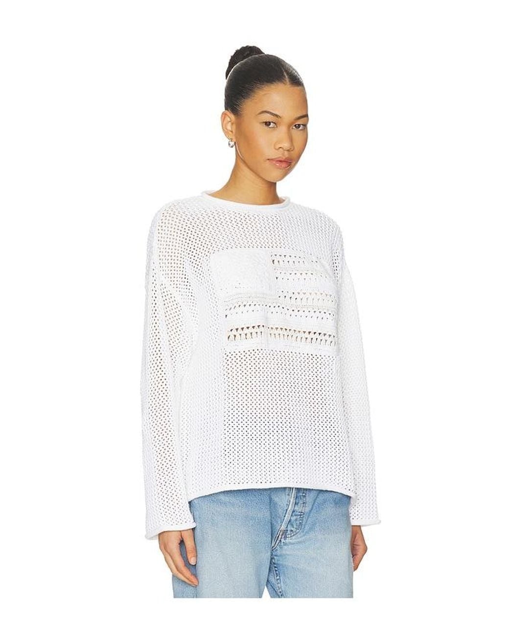 Polo Ralph Lauren White Cotton Blend Crew Neck Pullover Sweater