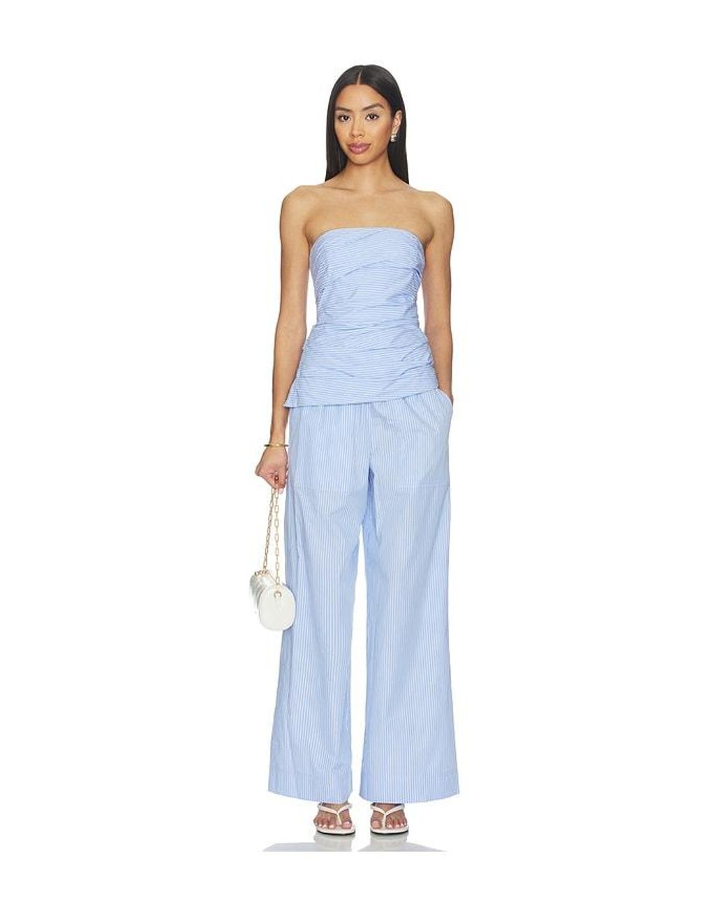 Jonathan Simkhai Blue Emerson Ruched Bustier Top