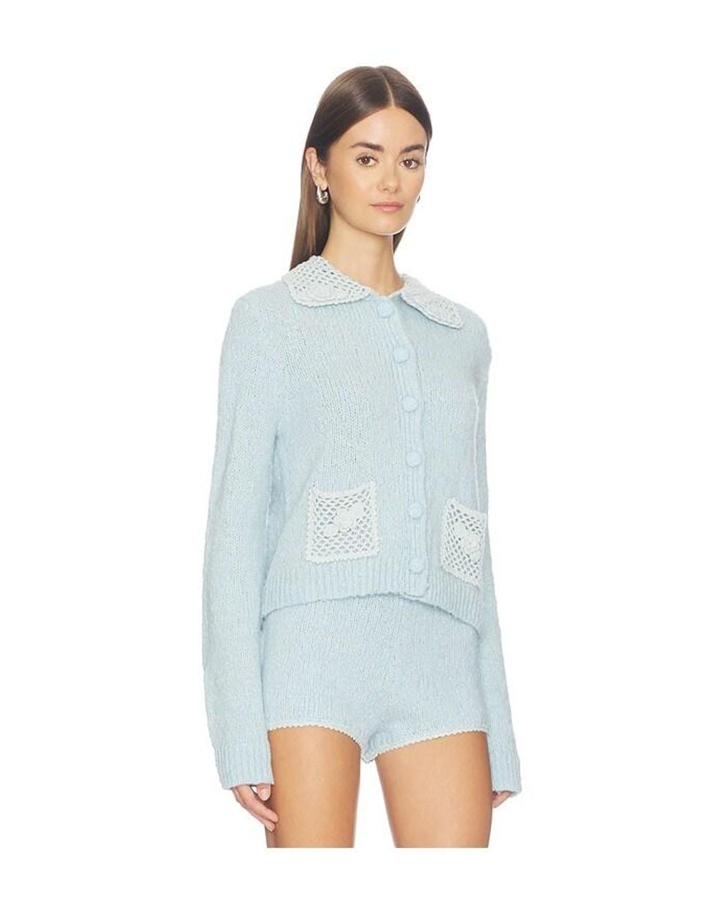 Stone Cold Fox Blue X Revolve Adalene Crochet Collar Cardigan
