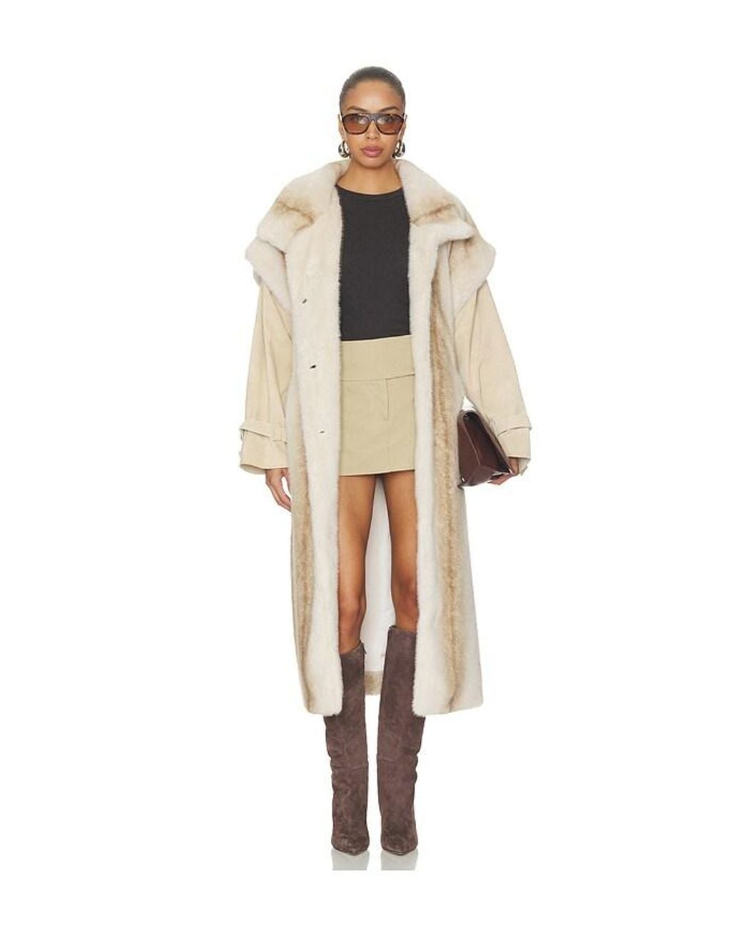 DUCIE White Harper Long Fur Coat