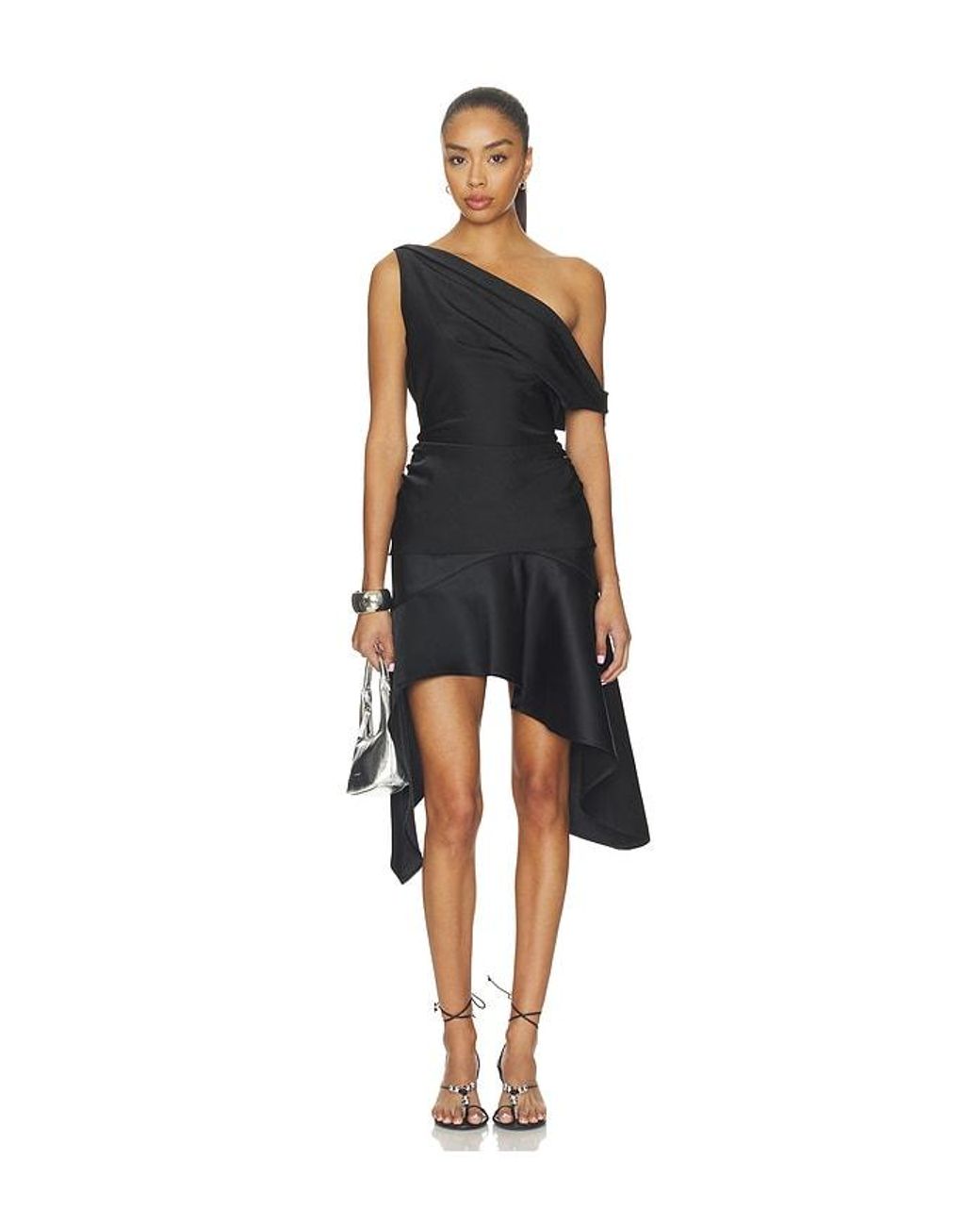 Lioness Black Gloss Midi Skirt
