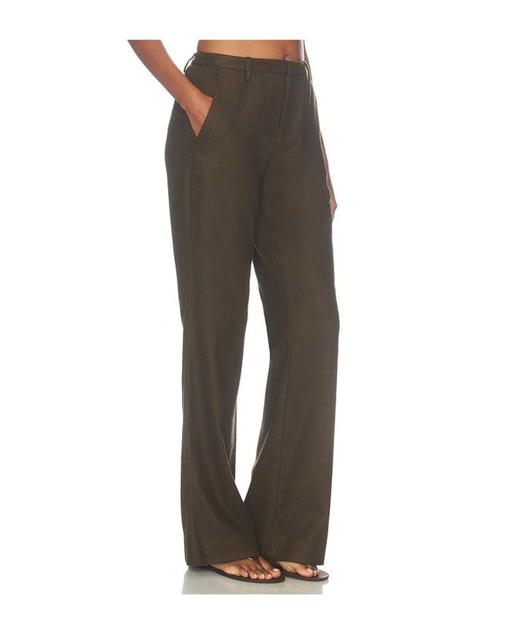 Vince Green Simone Mid Rise Soft Flannel Flare Pant