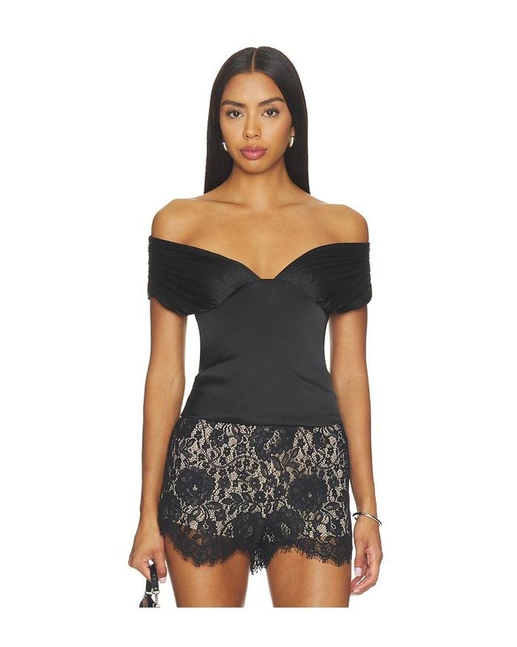 MORE TO COME Black Leanie Corset Top