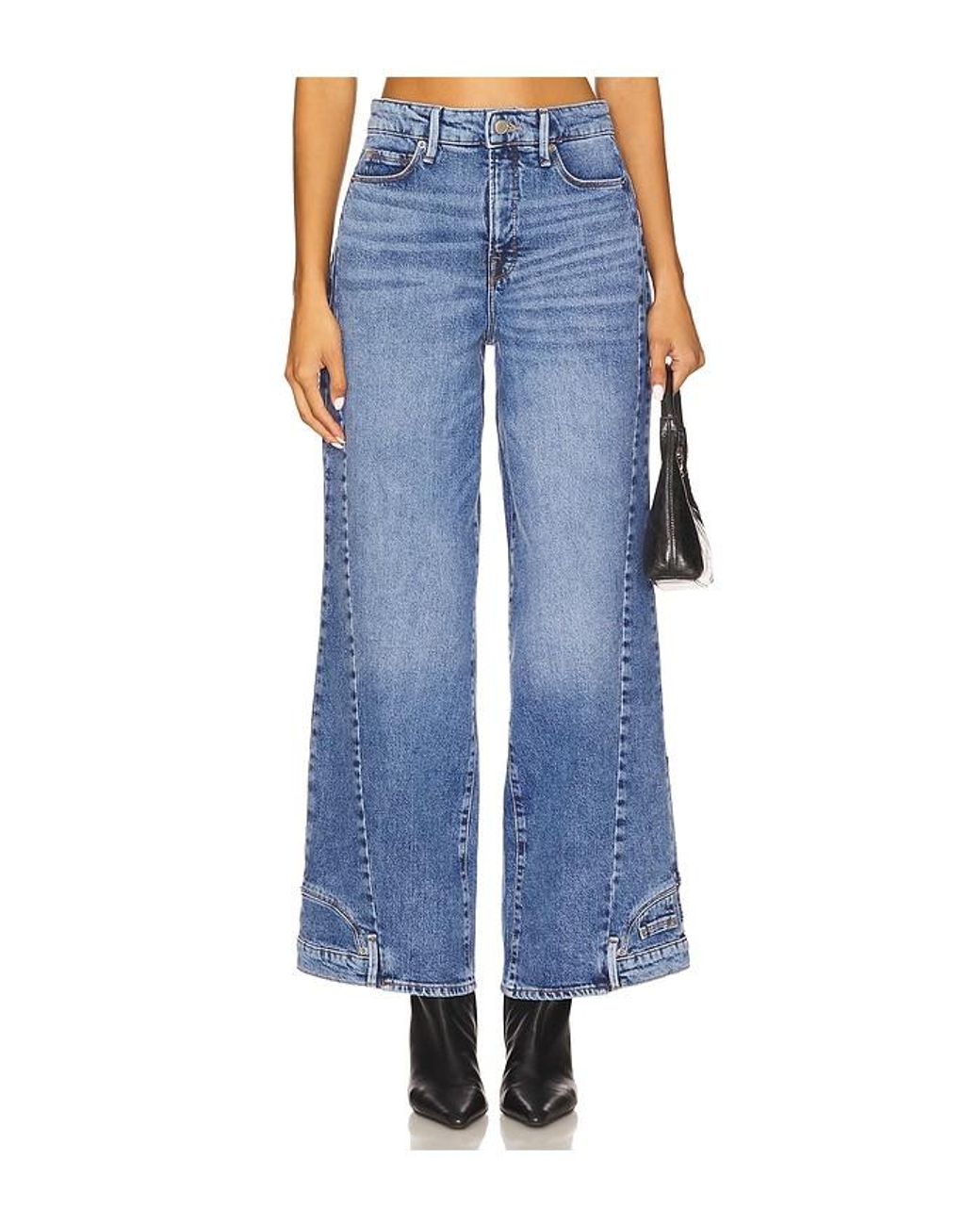 GOOD AMERICAN Blue Reworked Wide Leg Jeans