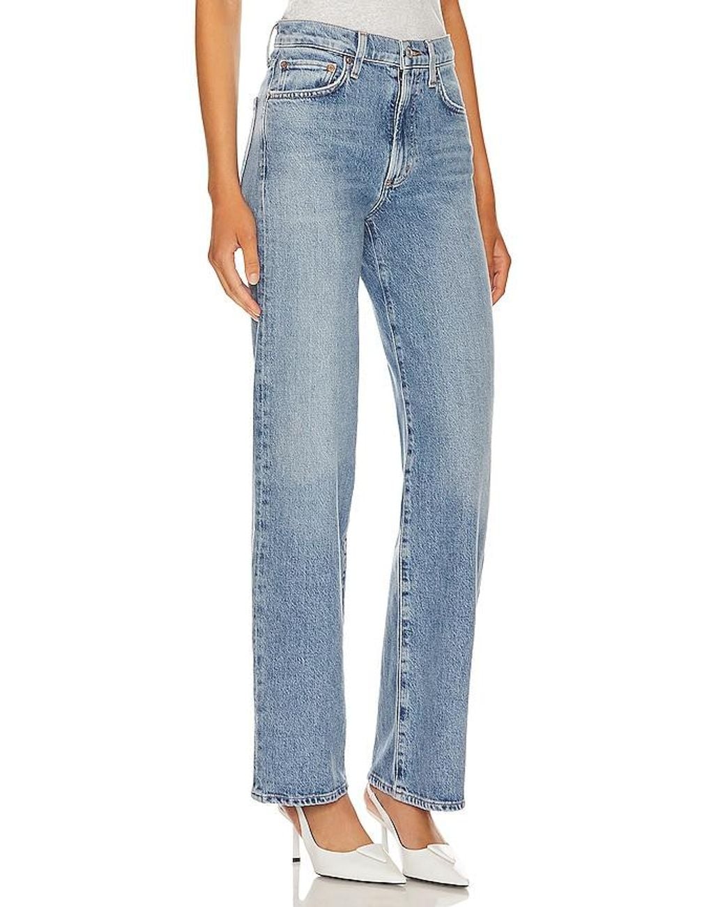 Agolde Blue Harper Mid Rise Relaxed Straight Jeans