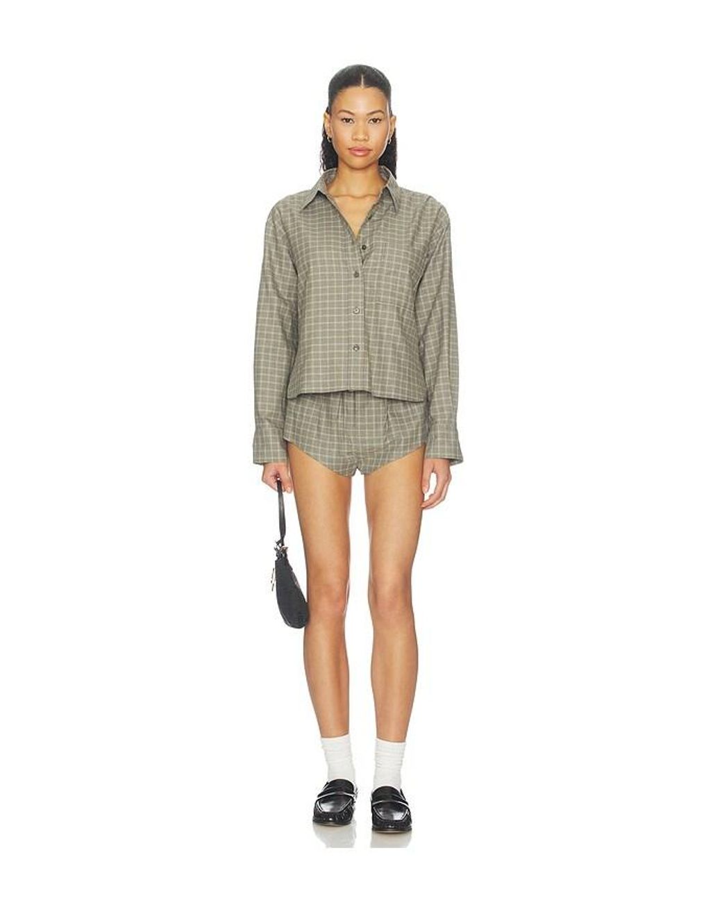 Closed Green Cropped Oversized Shirt