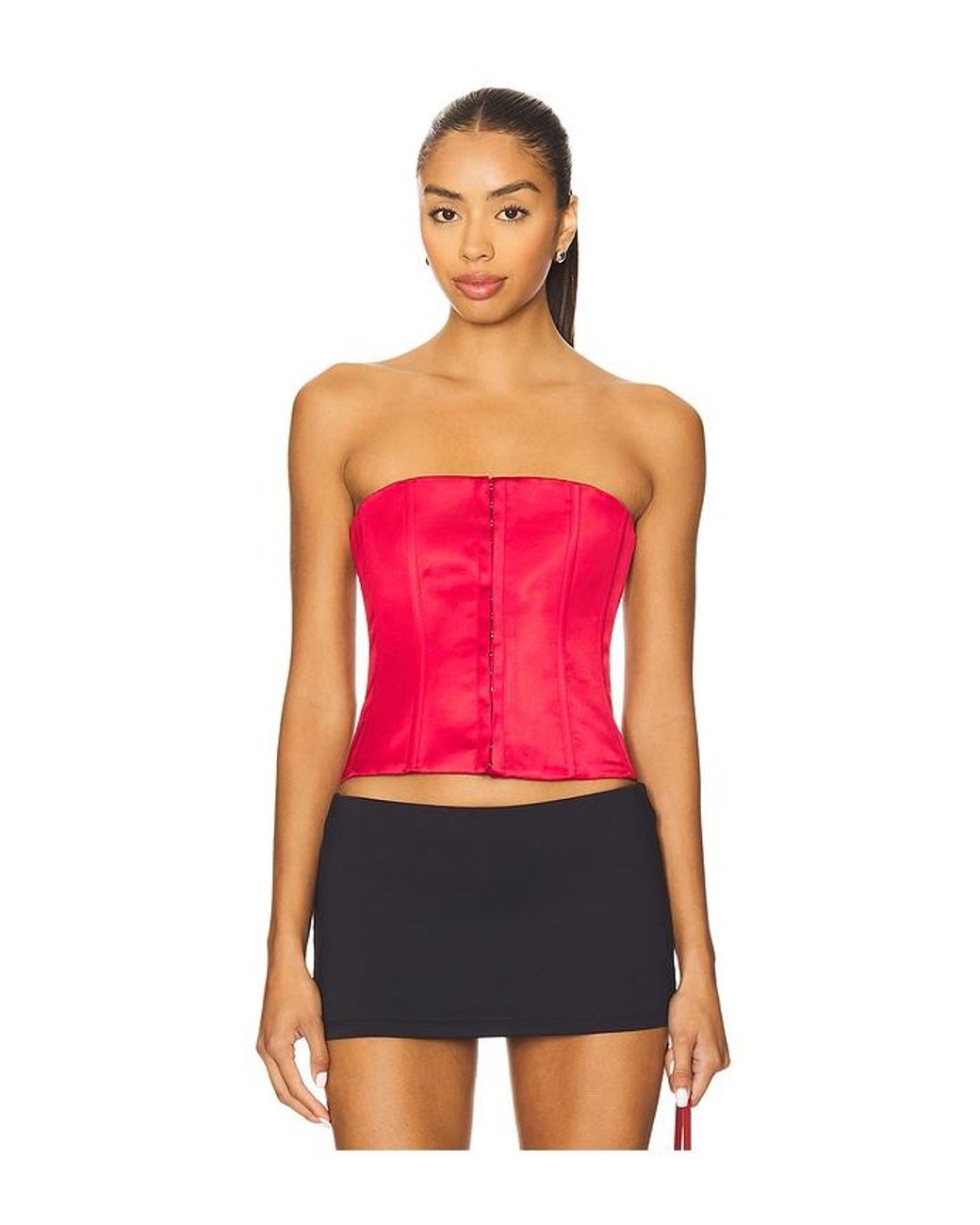 GUIZIO Red Satin Corset