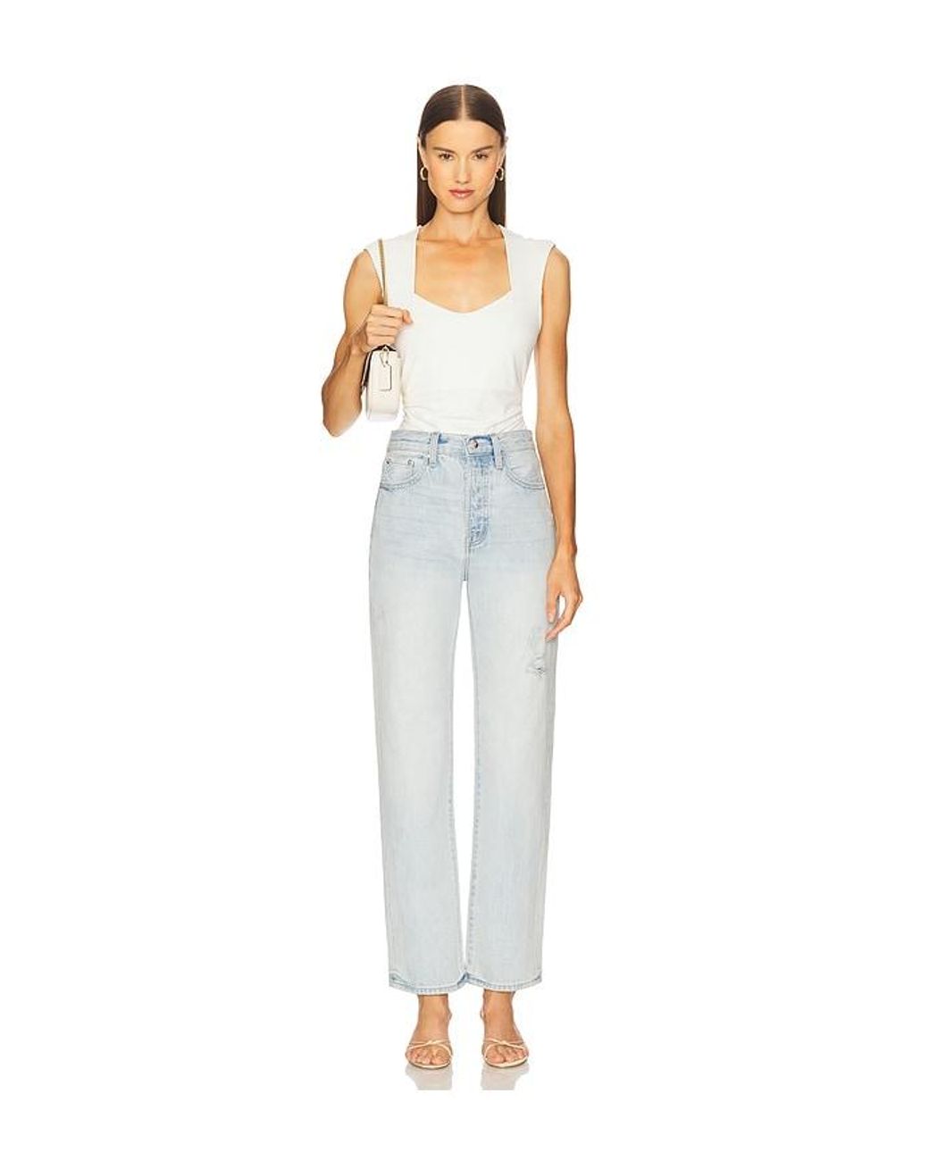 Pistola White Cassie High Rise Crop Straight Jeans