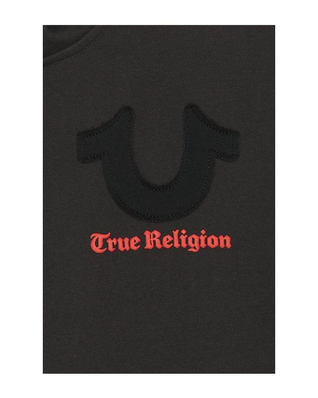 True Religion Black Tossed Logo Zip Hoodie for men