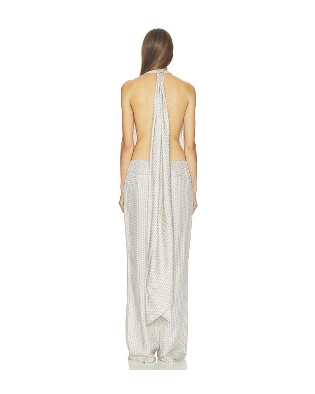 Helsa White Scarf Halter Jumpsuit