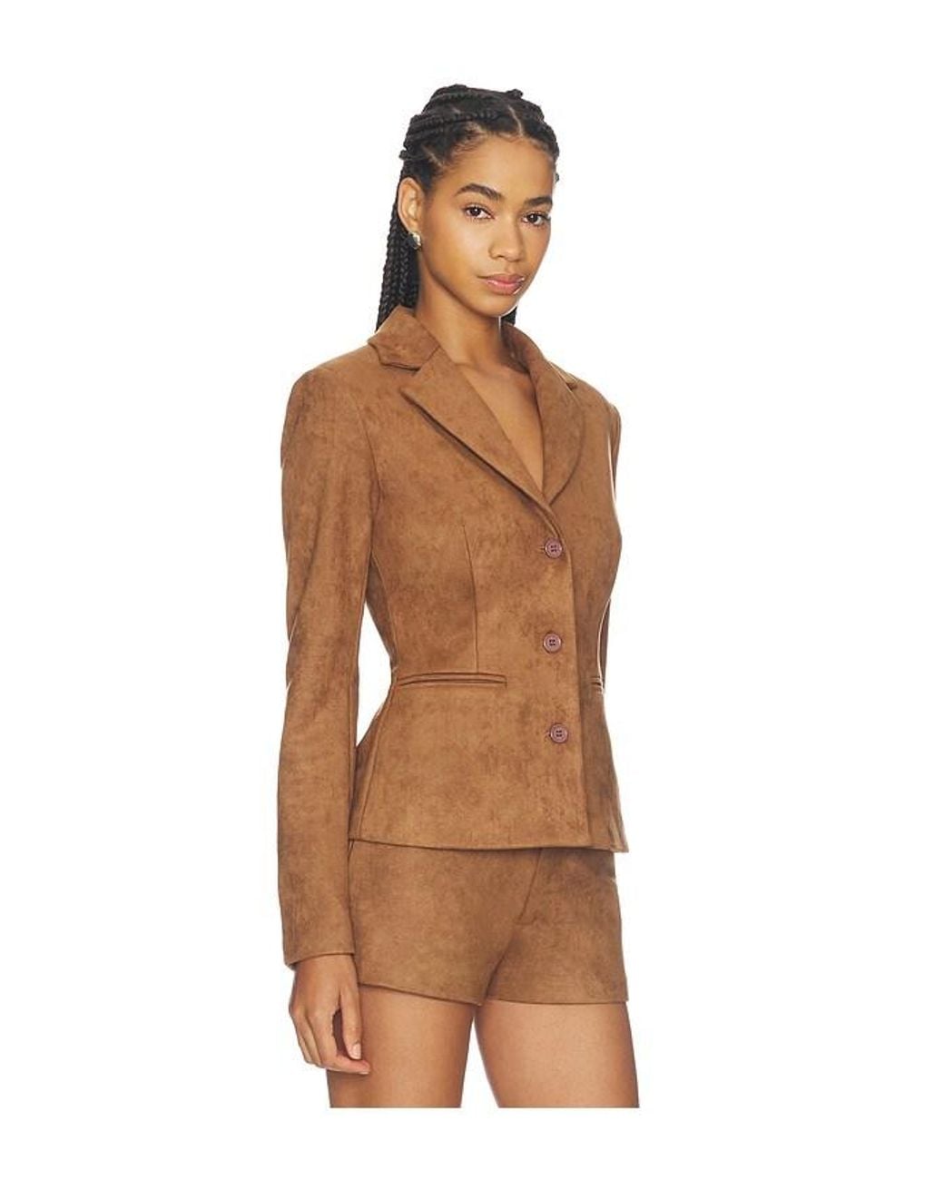 ALL THE WAYS Brown Kylli Faux Suede Blazer