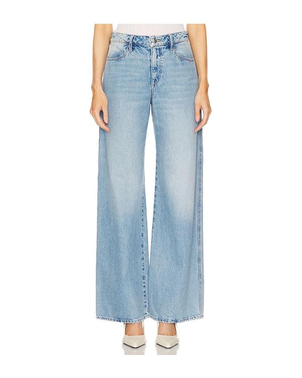 SPRWMN Blue Mid Rise Wide Leg Jeans