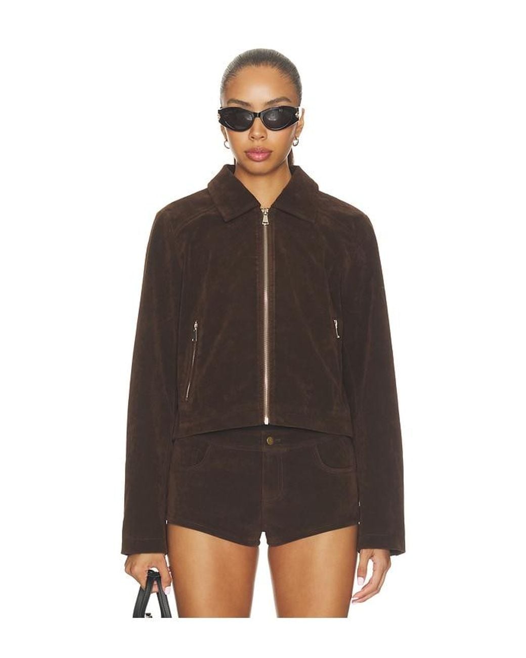 superdown Brown Frannie Faux Suede Jacket