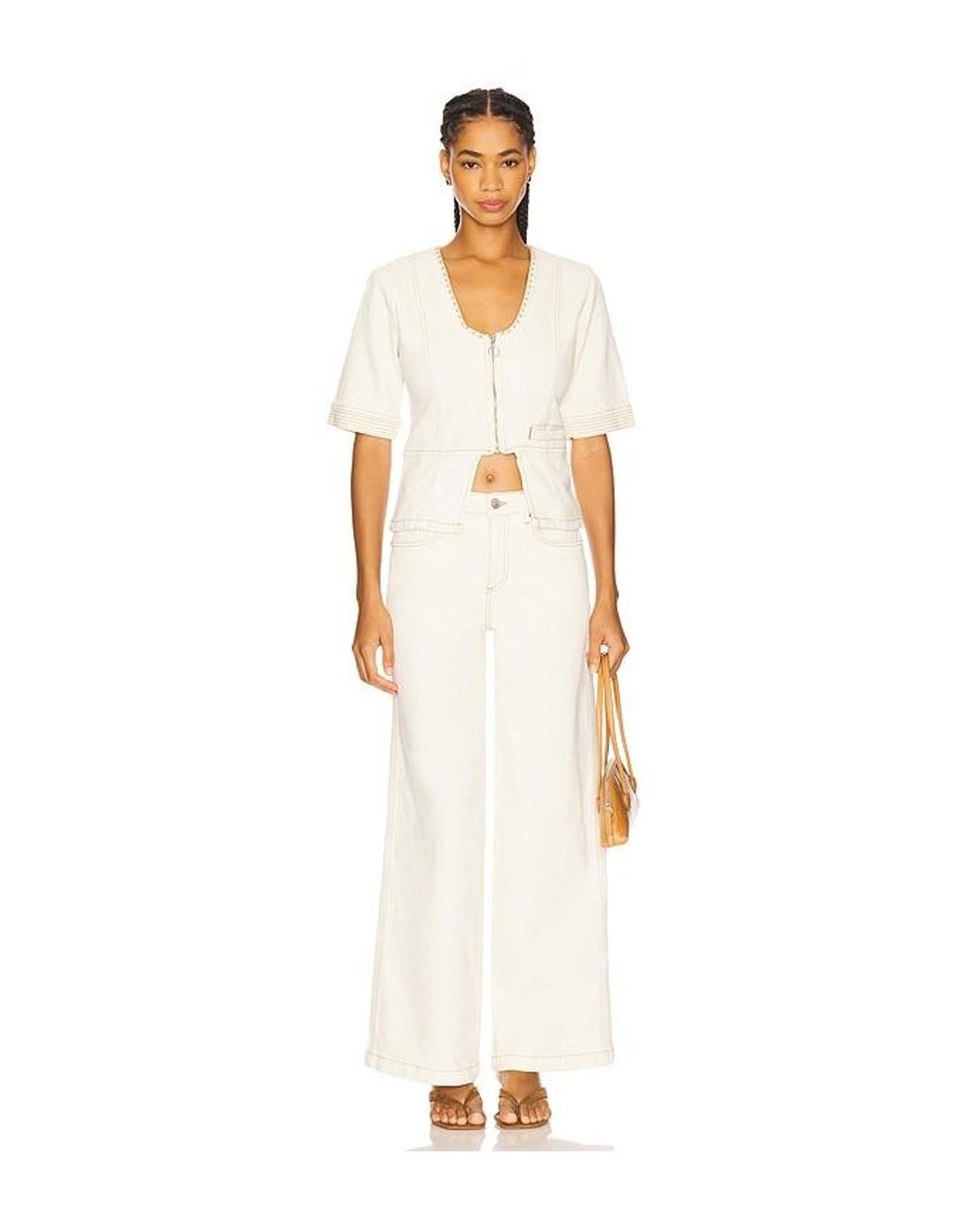seventy + mochi White Lea Top