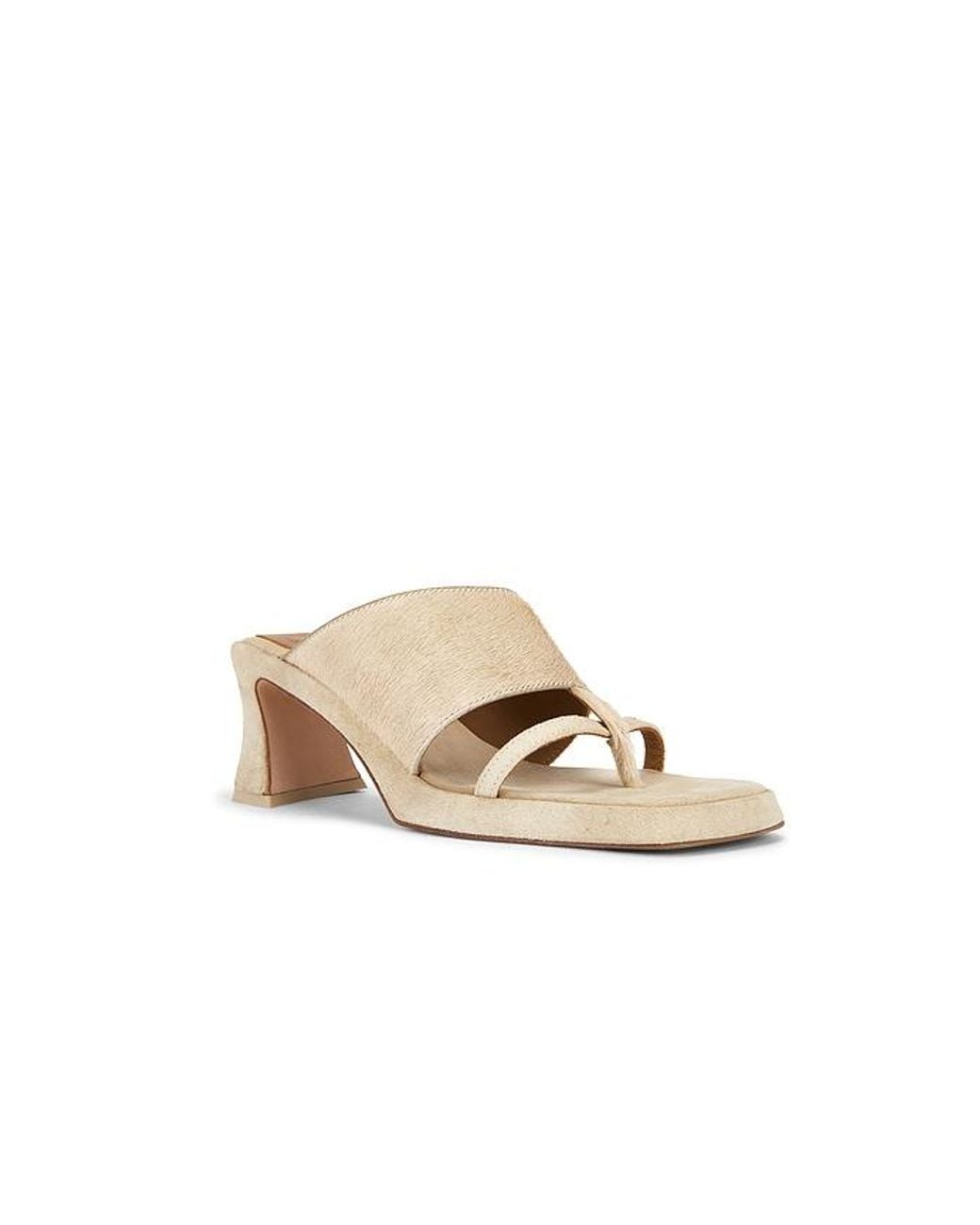 Miista White Trisha Pony Asymmetric Thong Sandal