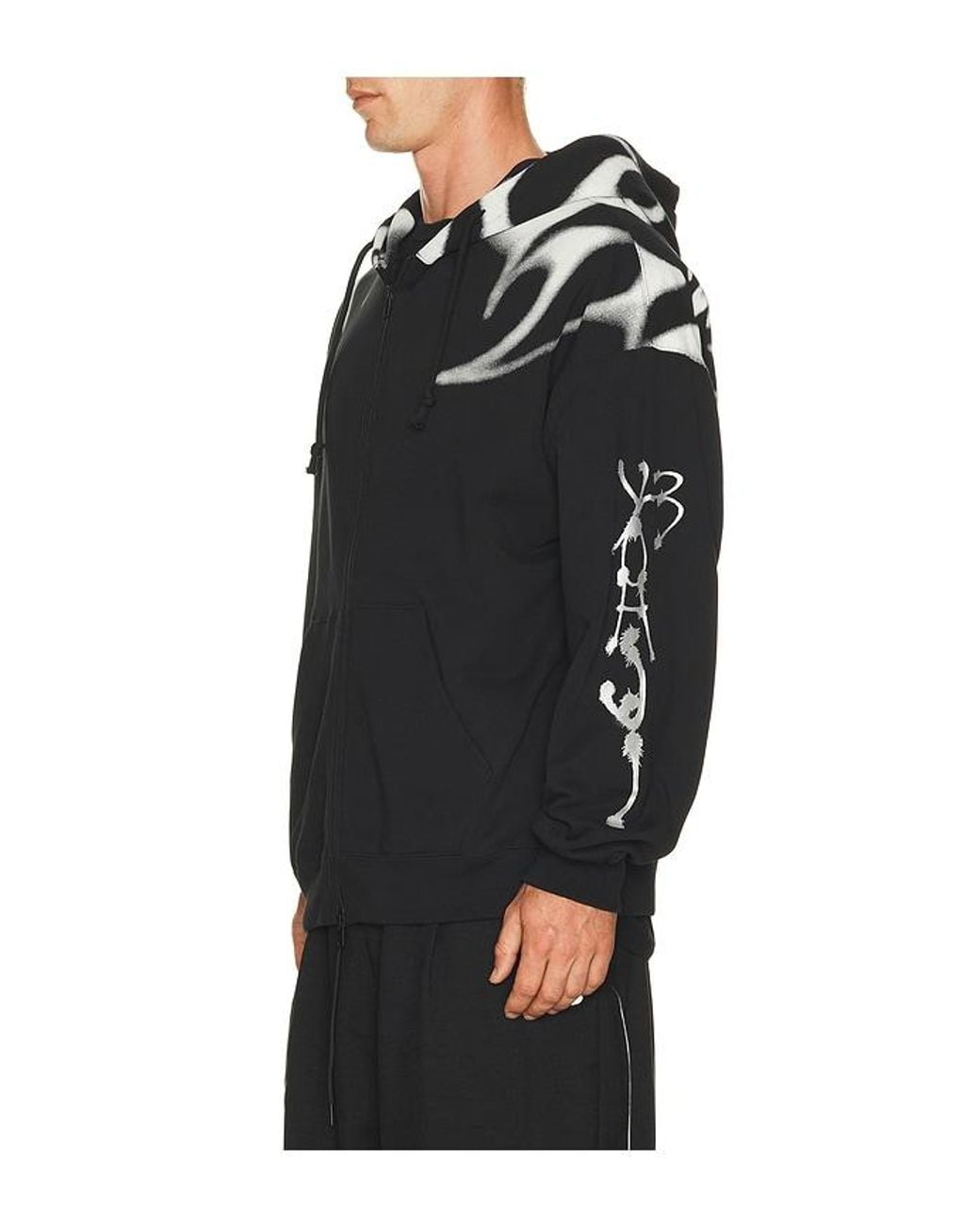 Y-3 Black Gfx Ft Zip Hoodie for men