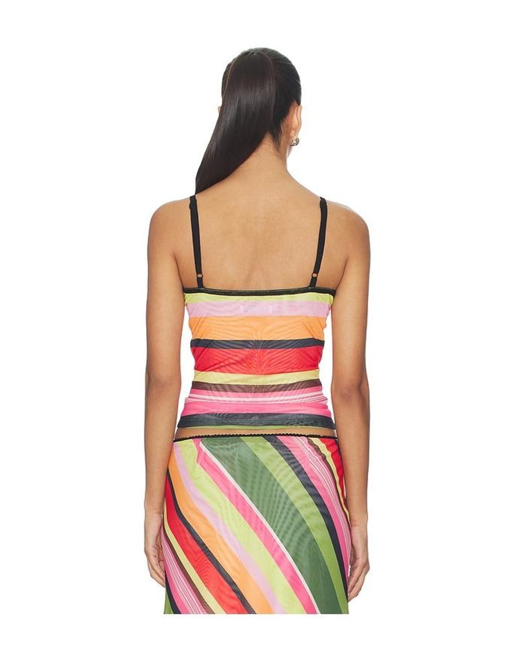 With Harper Lu Multicolor Mesh Camisole Top