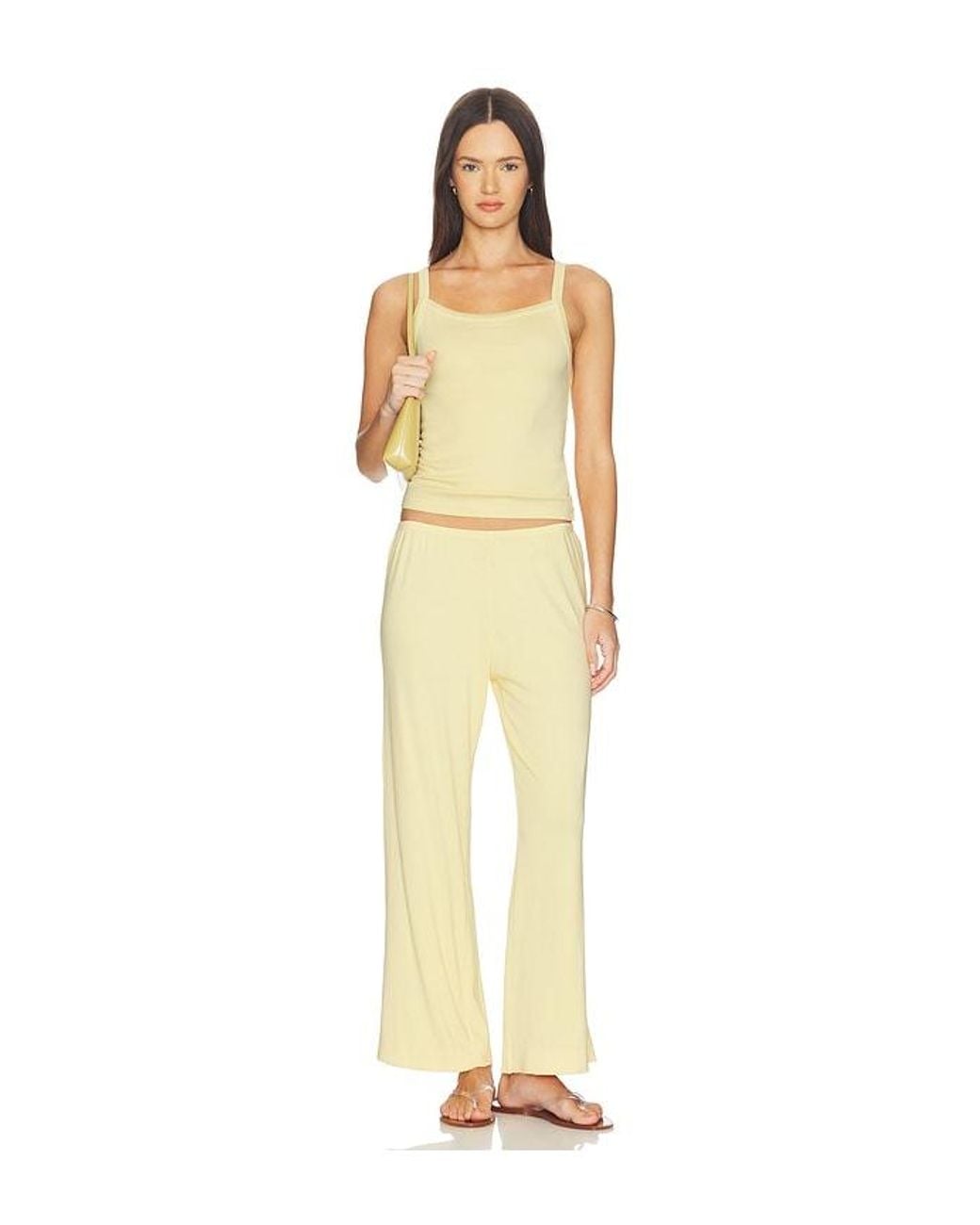 DONNI. Yellow The Baby Rib Scallop Pant