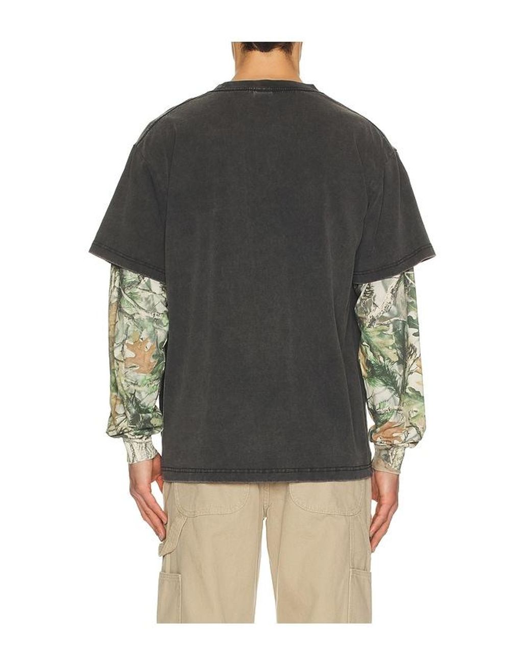Gothicmochas Black Stencil Spray Layered Long Sleeve Tee for men
