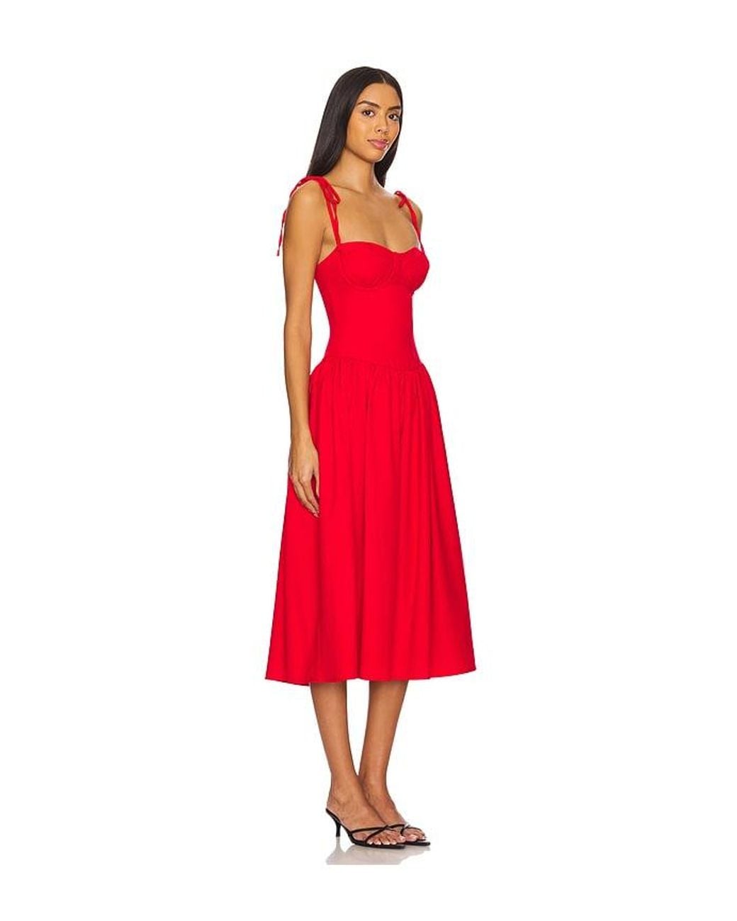 MORE TO COME Red Theresa Midi Corset Dress