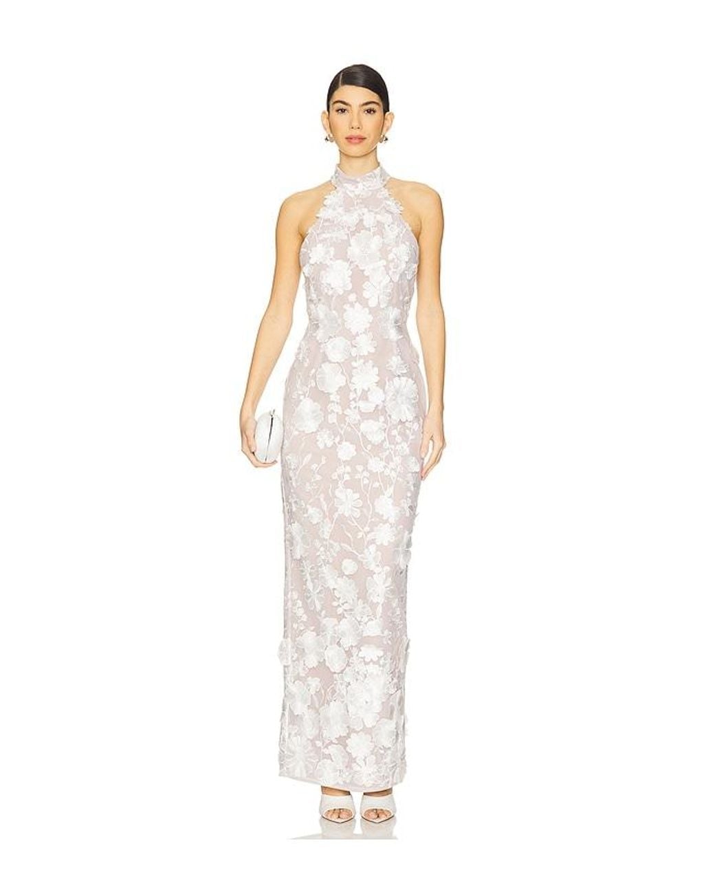 Bronx and Banco White Jasmine Halterneck Maxi Dress