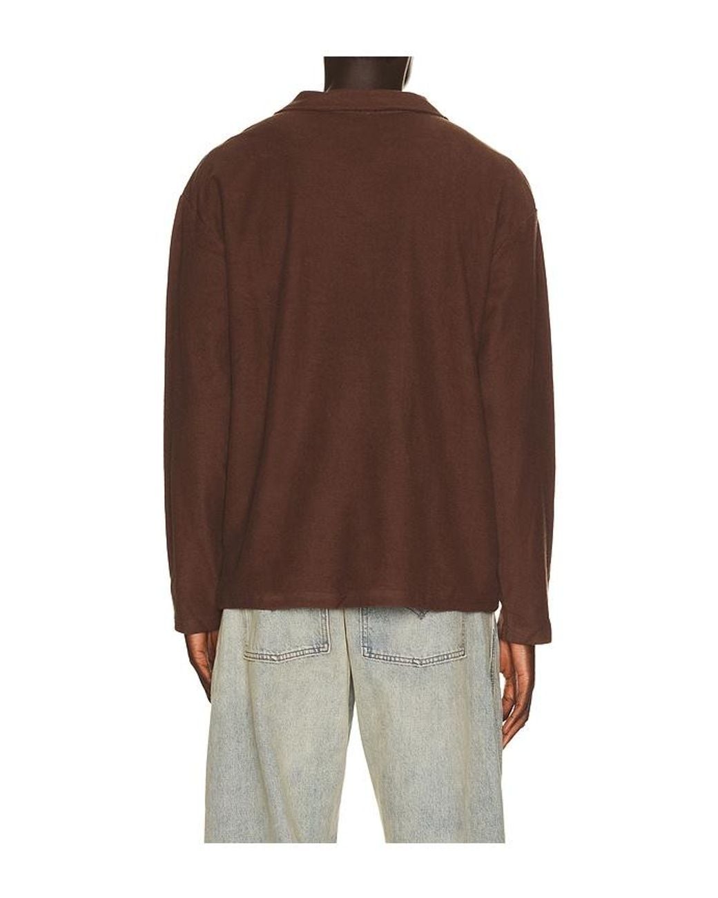 Rhythm Brown Vintage Terry Long Sleeve Polo for men