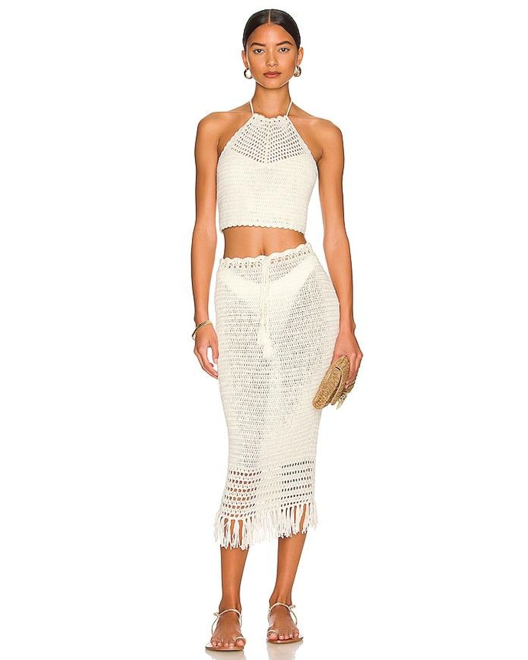 MORE TO COME White Angelina Midi Skirt